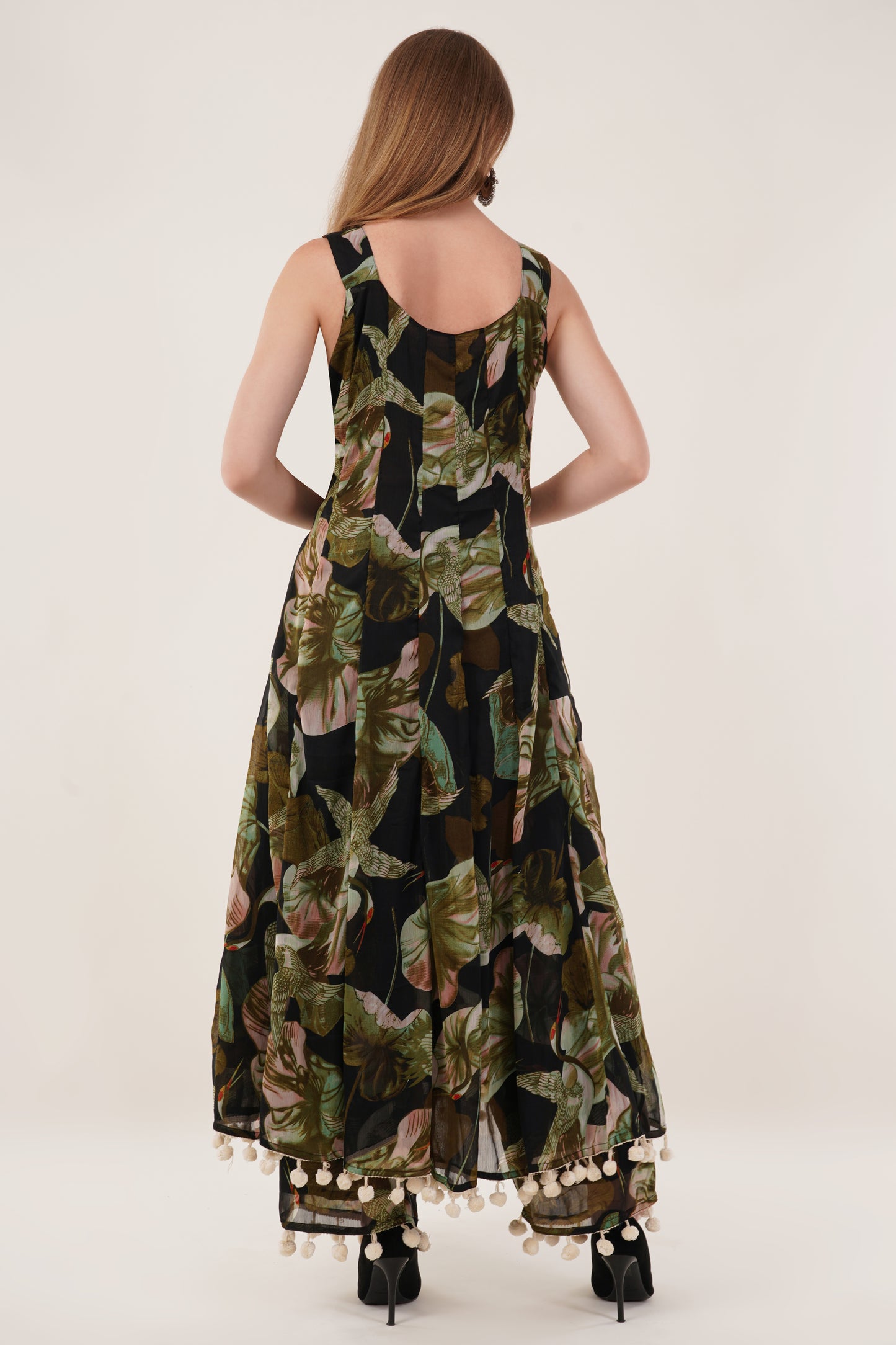 Black Floral Printed Kurta Set with Dupatta