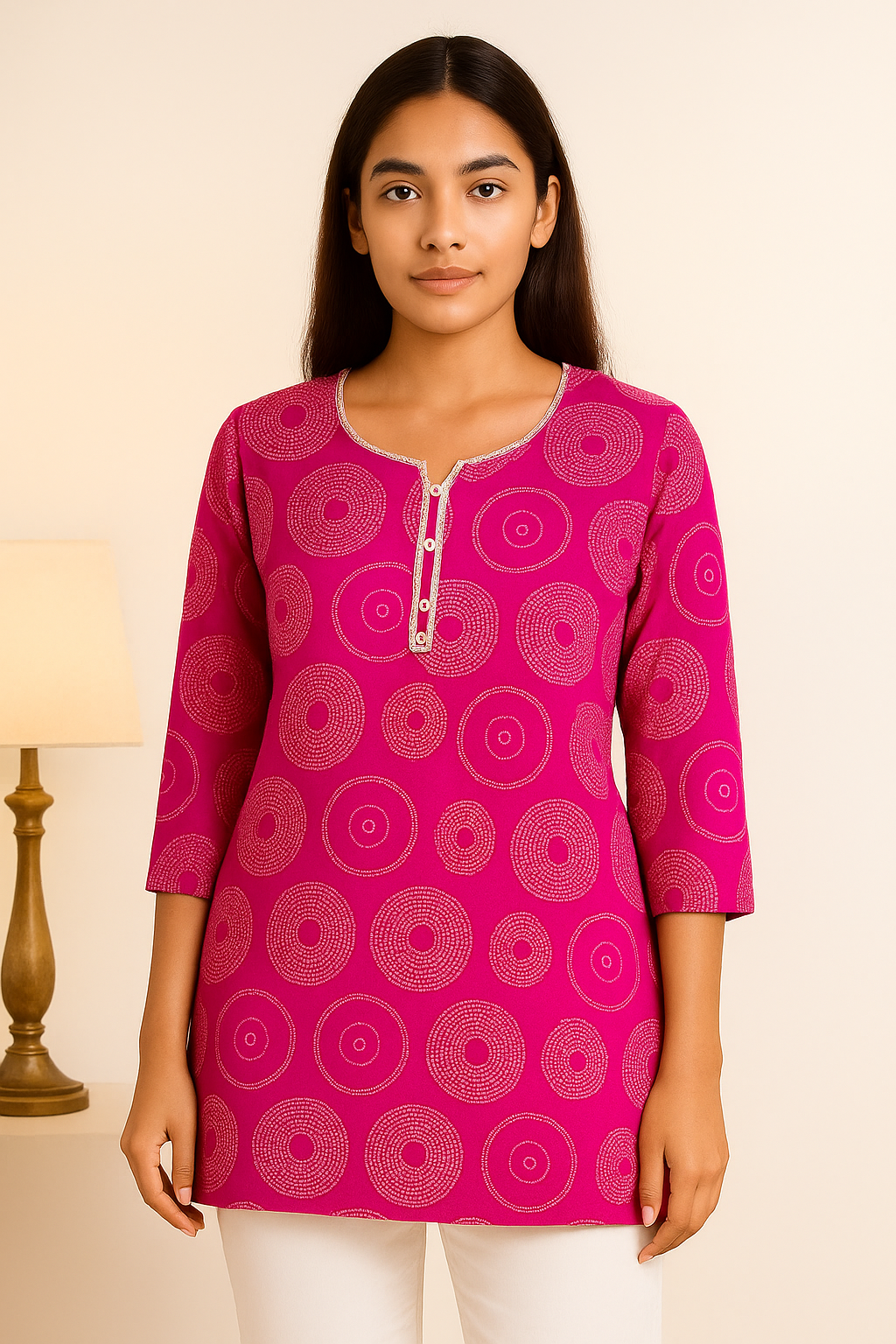 short kurti with circle print