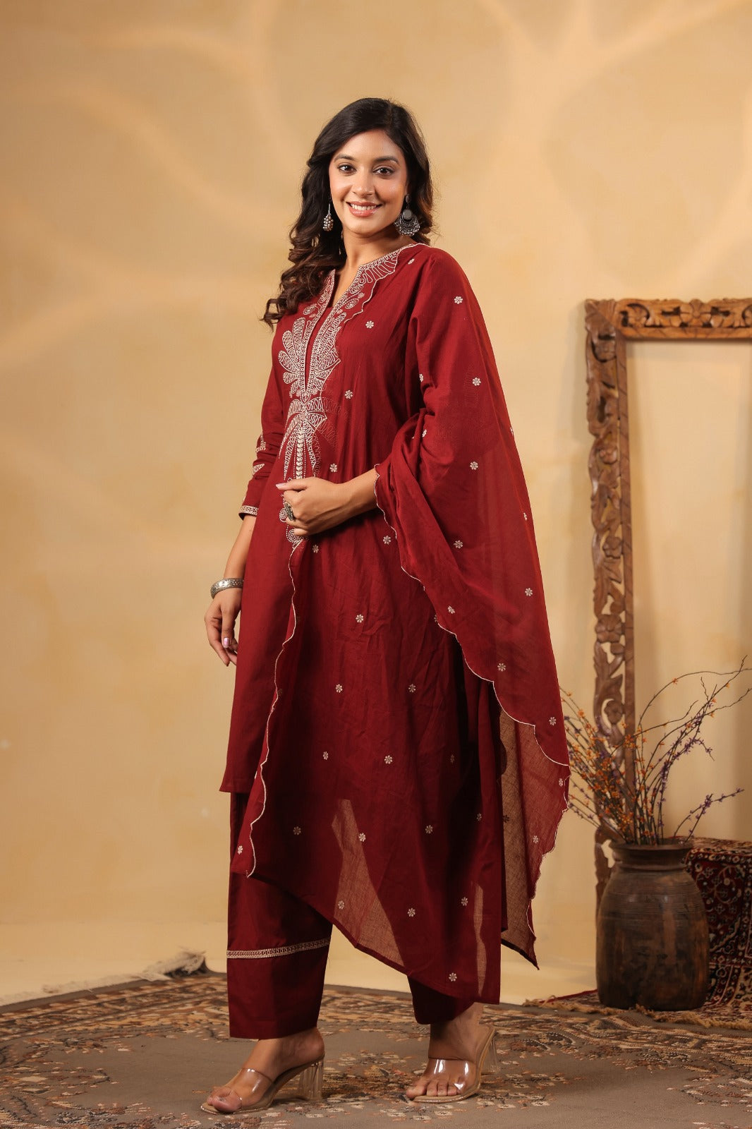 pure cotton kurti with designer cotton farsi salwar and dupatta