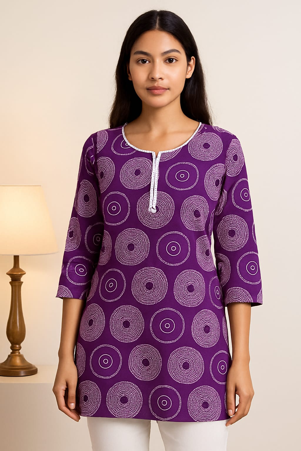 short kurti with circle print