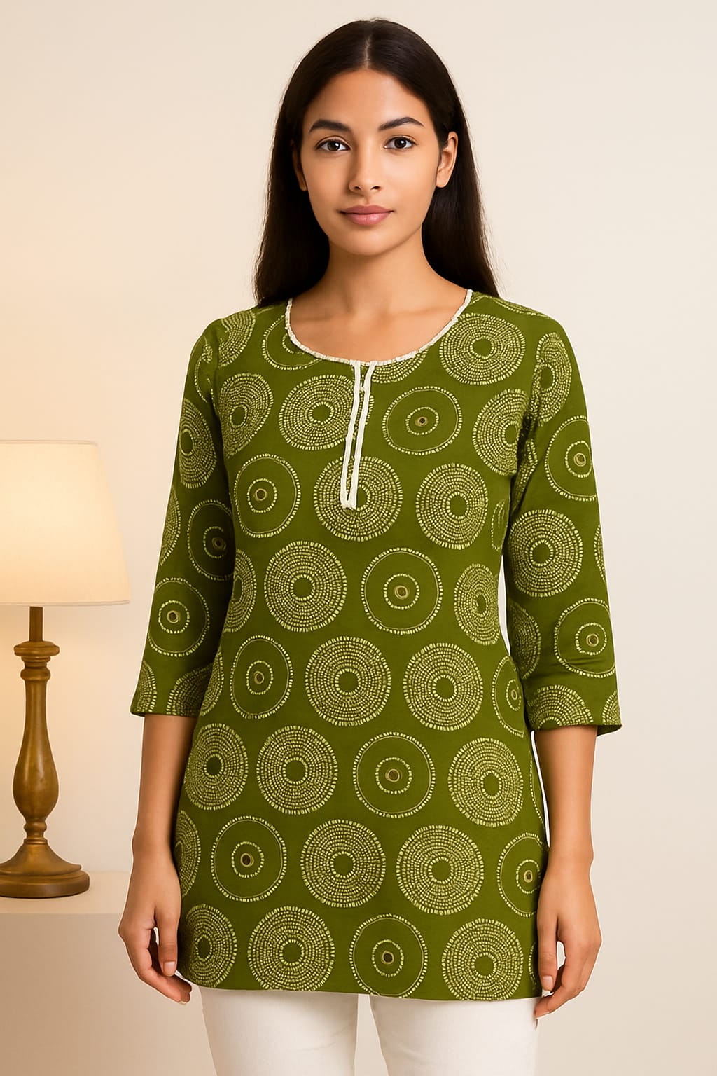 short kurti with circle print