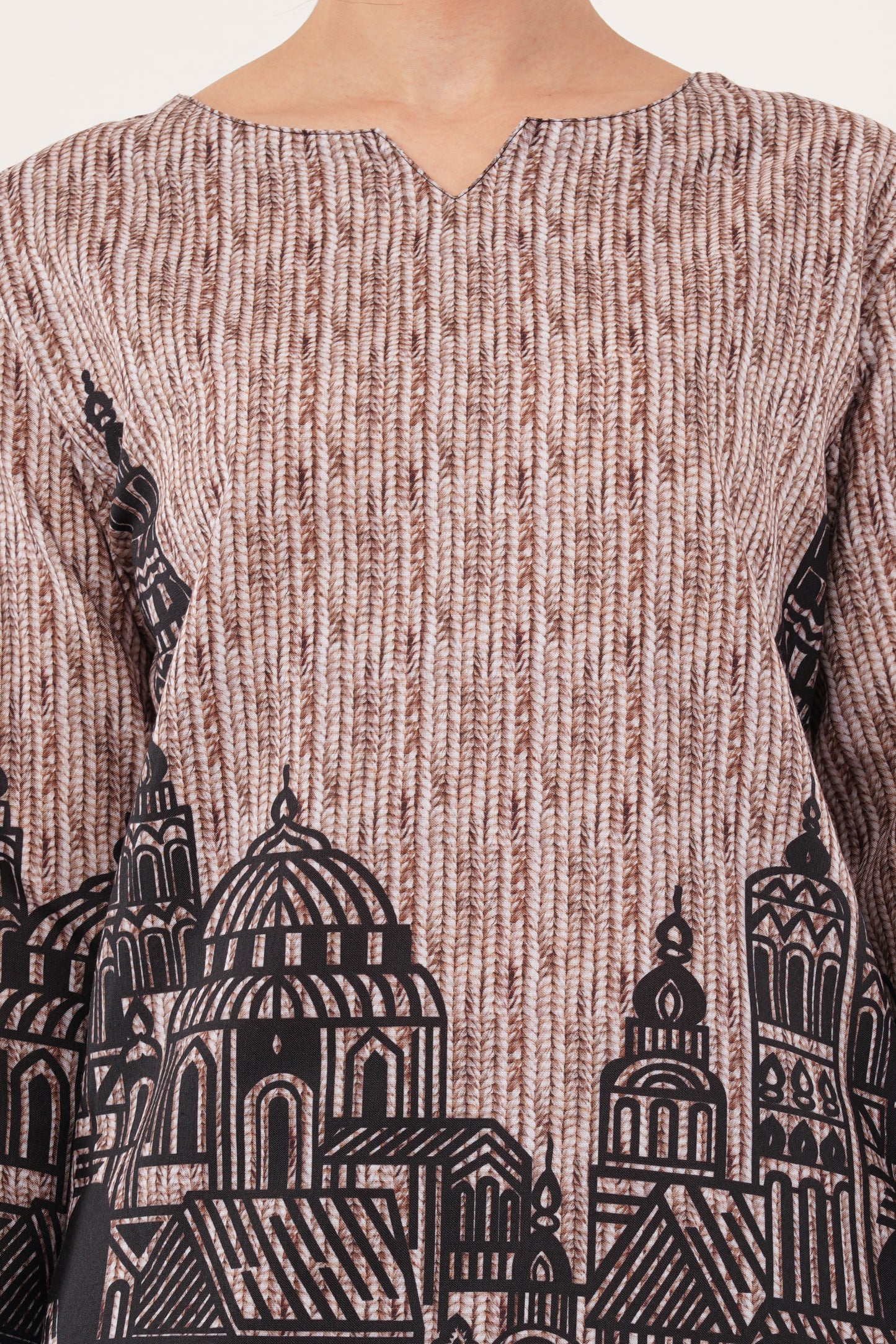 Architectural Print Cord Set with V-Neck Top