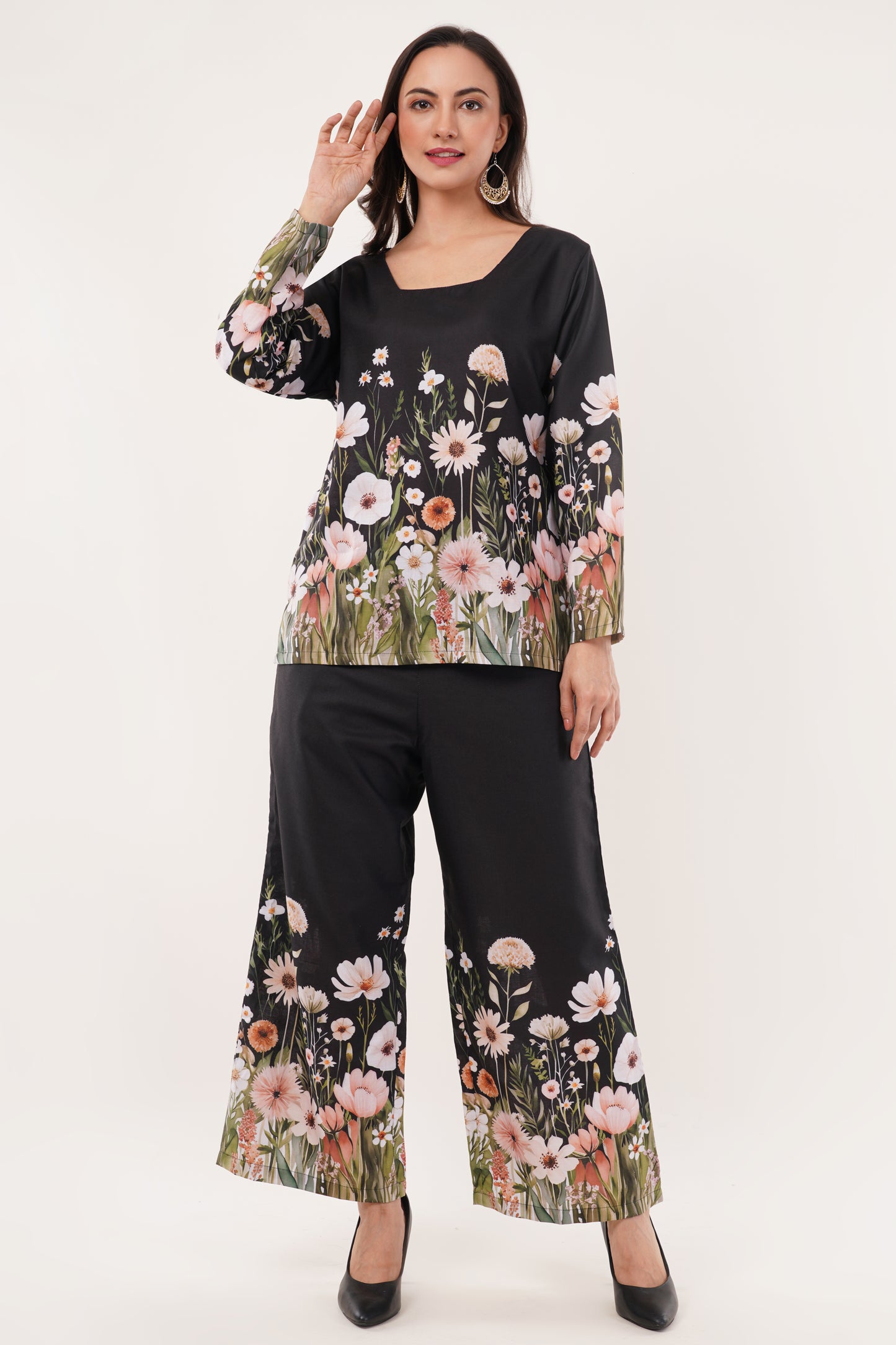black floral printed  cord set