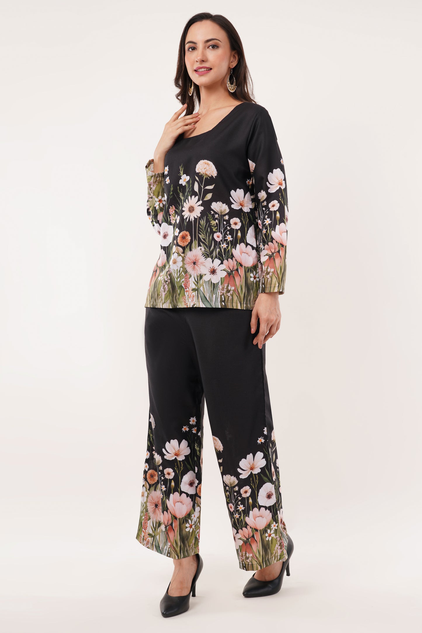 black floral printed  cord set