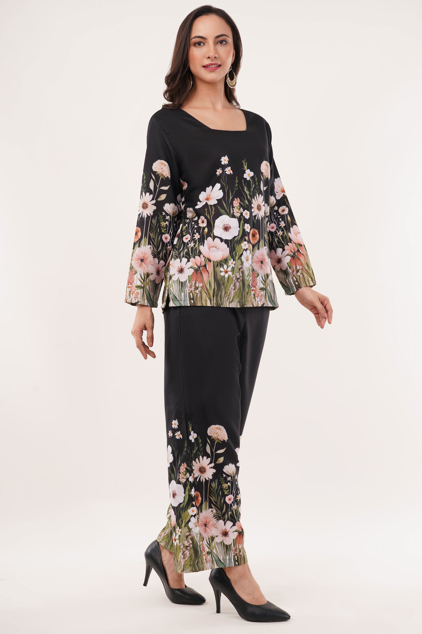 black floral printed  cord set