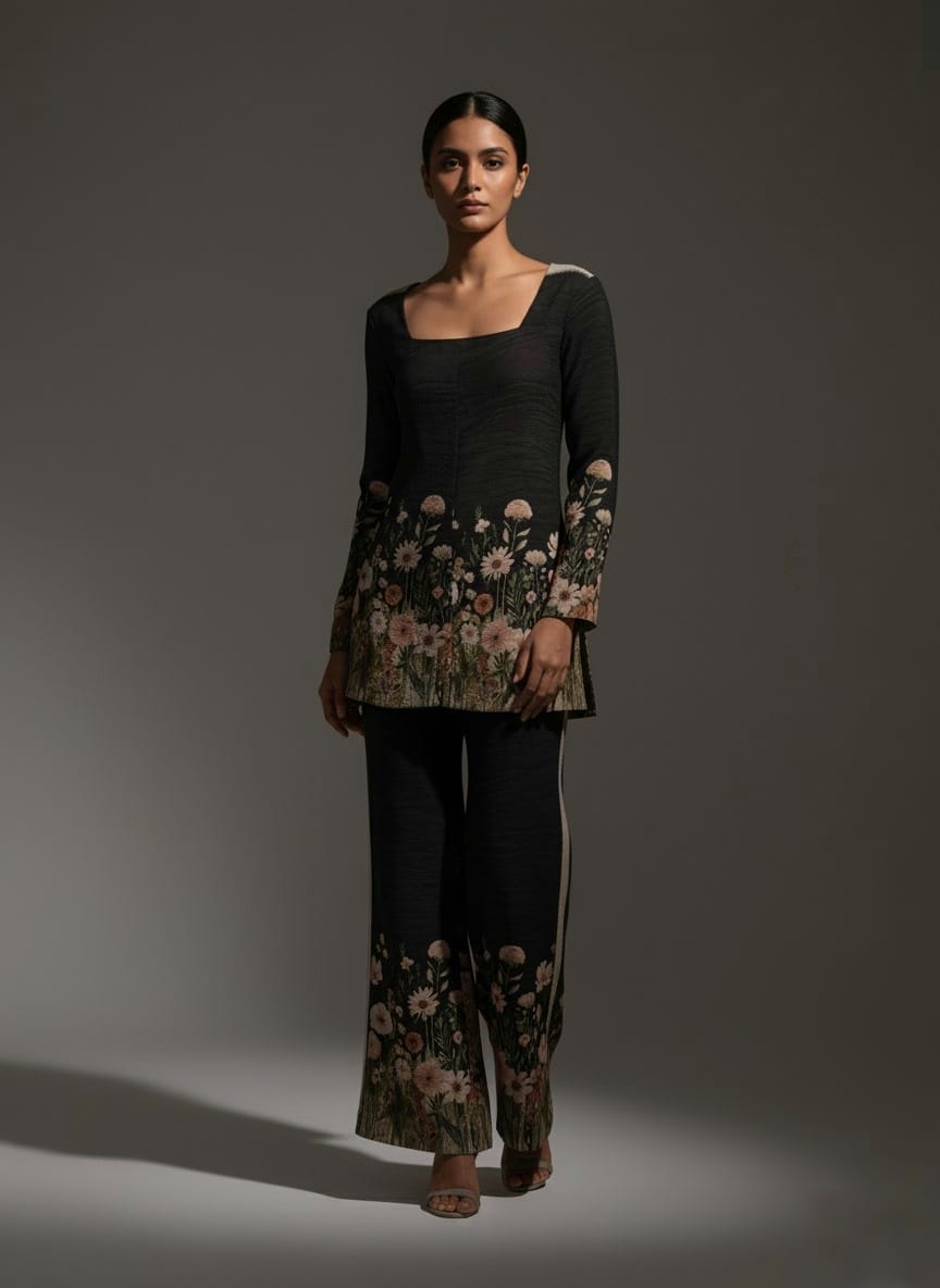 black floral printed  cord set